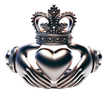 a Claddagh ring, symbolizing love, loyalty, and friendship,St patrick's day, 3D style and isolated on a transparent background.