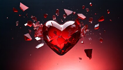 red broken glass heart, heartbroken, unrequited love