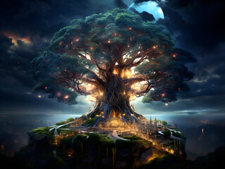 The Magic and Mysterious Fantasy Tree of Life AI Artwork