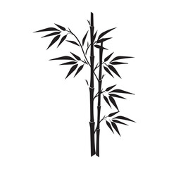 Bamboo leaves icon over white background, silhouette style, vector illustration.