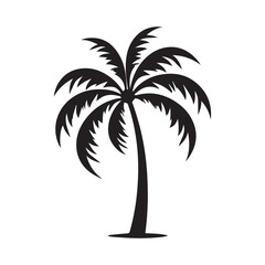 Coconut tree icon. Flat style black on white vector illustration.