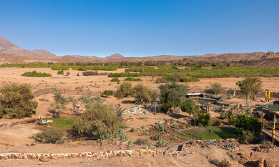 A resort garden is seen in the Erongo district in northwestern Namibia.