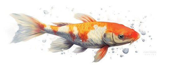 Koi fish illustration, of a Japanese carp.