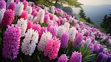 Springtime Hyacinth Hillside Bliss - AI Generated