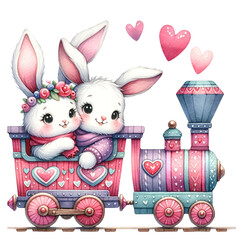 cute watercolor valentine bunny