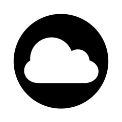 white cloud icon on black circle isolated on white and transparent background vector illustration