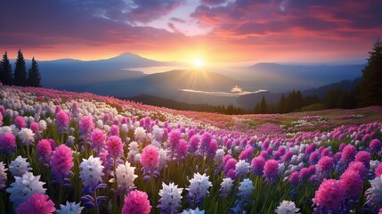 Obraz premium Springtime Hyacinth Hillside Bliss - AI Generated