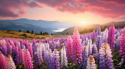 Springtime Hyacinth Hillside Bliss - AI Generated