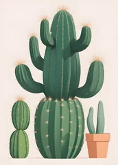 Raamstickers Cactus Cactus in a pot. Vector illustration in a flat style.