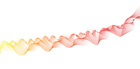 Abstract gradient smooth wave on a white background. Dynamic sound wave. Design element. Vector illustration. Abstract frequency sound wave lines and twisted curve lines background. Banner design.