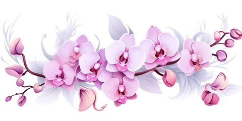 Orchid pastel template of flower designs with leaves