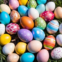 Fototapeta na wymiar Colorful Easter eggs with different patterns