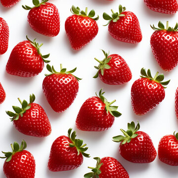 Fondo con detalle de varias fresas sobre fondo de color blanco