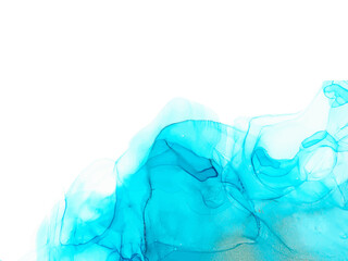 Blue watercolor fluid painting vector design card. Dye splash style. Alcohol ink. Vector