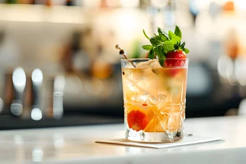 Foto op Plexiglas Delicious homemade summer drink, strawberry, fruit, lavender  © chui