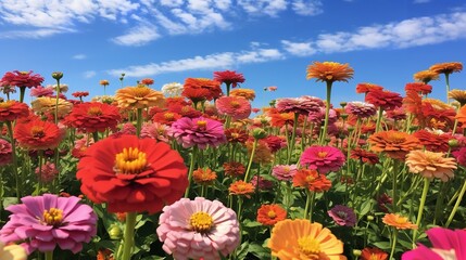 Obraz premium Late Summer Zinnia Field Radiance - AI Generated