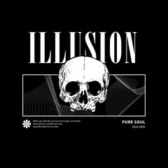 Futuristic abstract skull illusion geometric illustration vector design