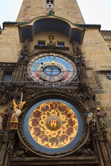 Prague, Czech republic - December 15th 2018 - Astronomical clock in Prague Czech republic. This is a famous clock with a zodiacal ring and many many more