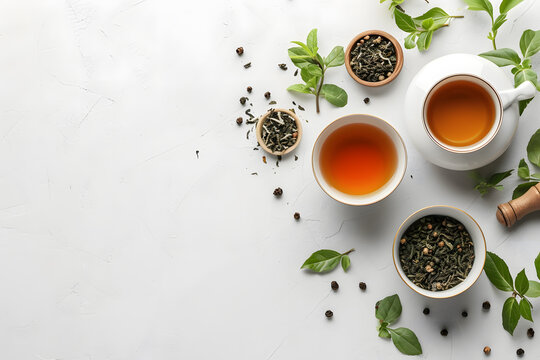  Close-up of chinese and japaness tea, healthy, poster, wallpaper, menu, with light