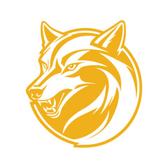 Yellow Fierce Wolf Illustration