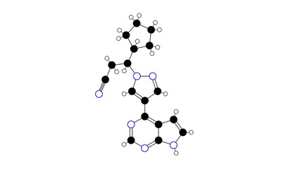 deuruxolitinib molecule, structural chemical formula, ball-and-stick model, isolated image ctp-543