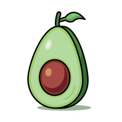 Avocado illustration on white background