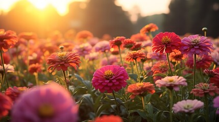 Late Summer Zinnia Field Radiance - AI Generated