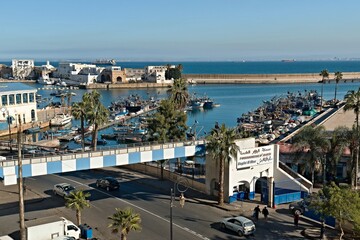 A view of the port, the Mediterranean Sea and the historic Casbah district in Algiers, the capital of Algeria.