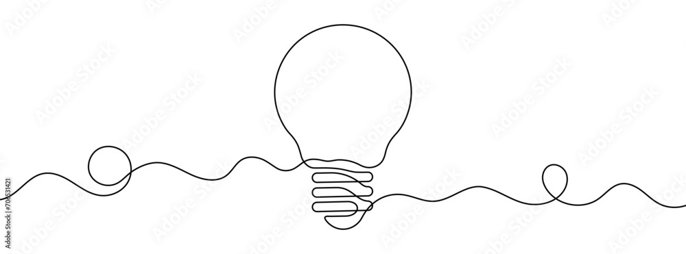 Poster continuous editable line drawing of light bulb. light bulb icon in one line.