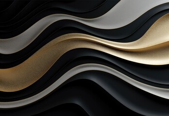 Black and White Wall With Gold and Silver Waves