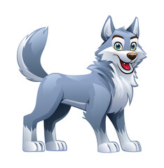 Wolf cartoon vector illustration isolated on white background