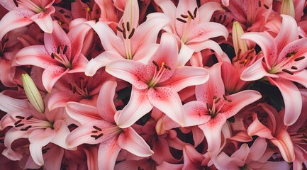 Beautiful Bouquet of Pink Lilies, A Vibrant Cluster of Fragrant Flowers