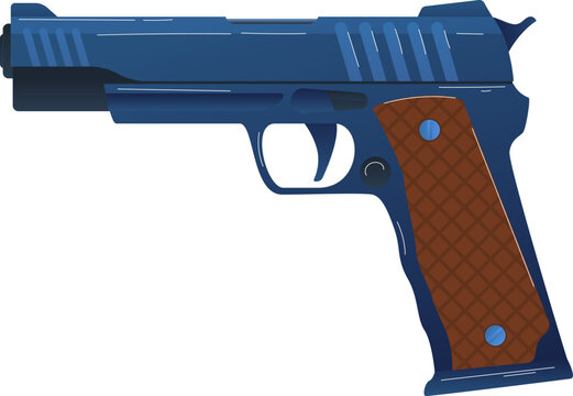 blue pistol with brown grip clip art preview