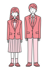 制服を着た女子学生と男子学生