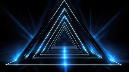 Fototapeta premium Triangle With Blue Lights, Illuminated Geometric Shape for Visual Attraction