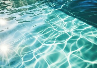 Obraz premium Sun Shines Brightly in Swimming Pool Water