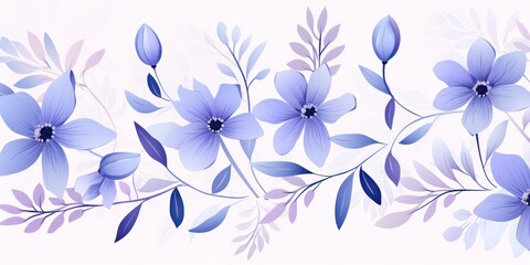 Fototapeta na wymiar Periwinkle pastel template of flower designs with leaves and petals