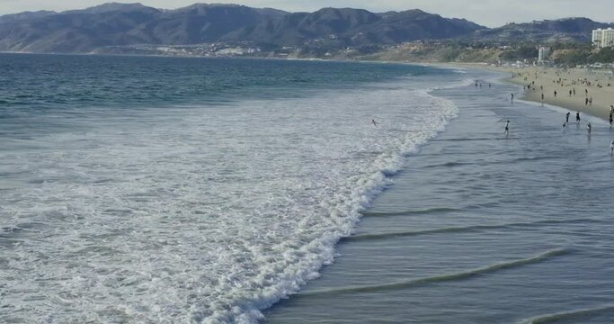 slow motion beach with mountains / california beach 