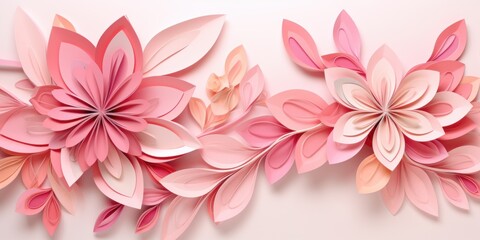 Fototapeta na wymiar Pink pastel template of flower designs with leaves and petals 