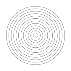 Wheel of life or habits tracker template. Polar grid of 11 concentric circles. Circle diagram divided on segments. Simple blank polar graph paper. Vector illustration.