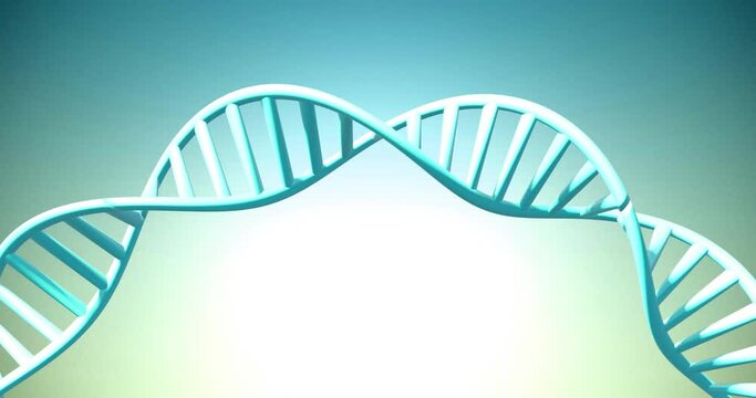 Animation of dna strand spinning with copy space over green background