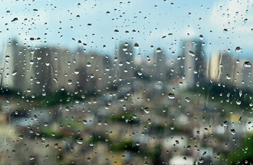 Raindrops on the windowpane, Ribeirao Preto, Sao Paulo, Brazil