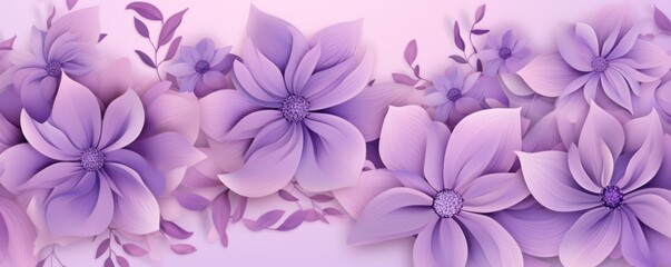Purple pastel template of flower designs with leaves and petals