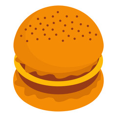 HotBurg isometric concept, Bacon Cheeseburger vector icon design, Bakery and Baker symbol, food preparation and Kitchen Utensils sign, Recipe development stock illustration
