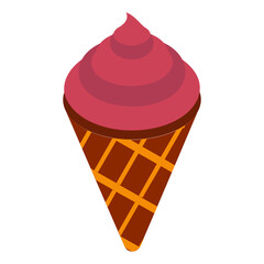 Ice cream cone isometric concept, poke or cornet vector icon design, Bakery and Baker symbol, food preparation and Kitchen Utensils sign, Recipe development stock illustration