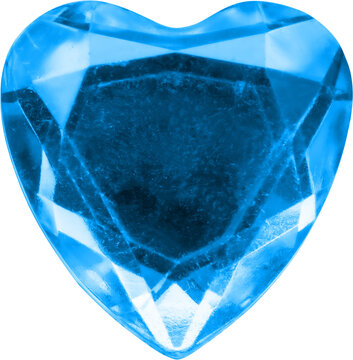 Blue heart shape crystal valentines day symbol sticker isolated on white background