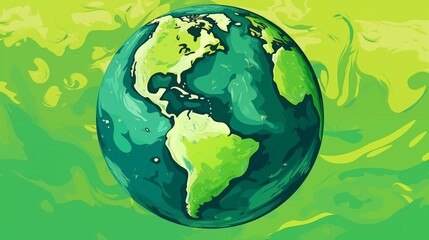 Fototapeta premium Green abstract globe, Earth abstract wallpaper. 3D globe background