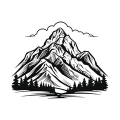 Black and white mountain vector illustration