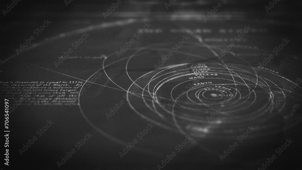Poster old retro 1800s science background/ 4k motion graphics of ancient vintage 1800s science on printed r