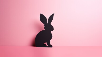 Modern Easter bunny cutout against pink background